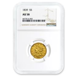 1839 $5 Liberty Gold Half Eagle AU-58 NGC