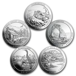 2014 5-Coin 5 oz Silver ATB Set (America the Beautiful)