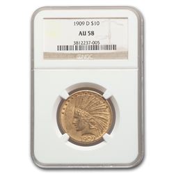 1909-D $10 Indian Gold Eagle AU-58 NGC