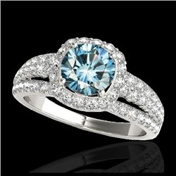 1.70 ctw VS Black Diamond Solitaire Halo Ring 10K Rose Gold