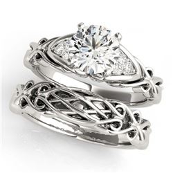 1.72 ctw Blue Sapphire & Diamond Ring 18K White Gold