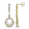 Image 1 : 10kt Yellow Gold Round Diamond Floral Climber Earrings 1/10 Cttw