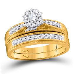 14K Yellow Gold Princess Diamond Bridal Wedding Engagement Ring Band Set 1.00 Cttw