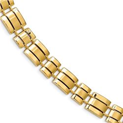 Men's 14k Yellow Gold Satin Fancy Link Bracelet - 8.5 in.