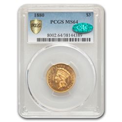 1880 $3 Gold Princess MS-64 PCGS CAC