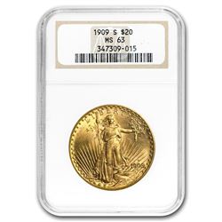 1909-S $20 Saint-Gaudens Gold Double Eagle MS-63 NGC