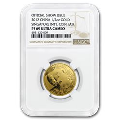 2012 China 1/2 oz Gold Panda PF-69 NGC (Singapore Coin Fair)