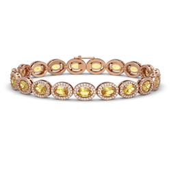 16.93 ctw Tourmaline & Diamond Halo Bracelet 10K Yellow Gold