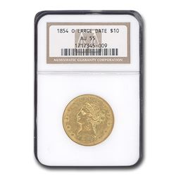 1854-O $10 Liberty Gold Eagle AU-55 NGC (Large Date)
