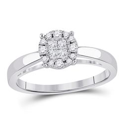 10kt Yellow Gold Round Diamond Heart Cluster Ring 1/10 Cttw