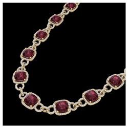 66 ctw Garnet & VS/SI Diamond Eternity Necklace 14K Yellow Gold