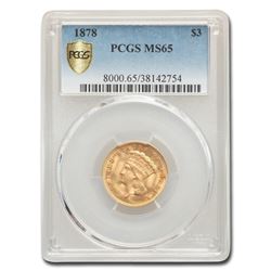 1878 Gold $3 Princess MS-65 PCGS
