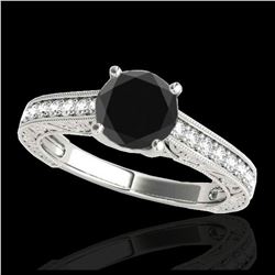0.56 ctw Fancy Black Diamond Art Deco Ring 18K White Gold