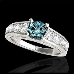 3 ctw SI Blue Diamond Solitaire Halo Ring 10K White Gold