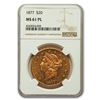 Image 1 : 1877 $20 Liberty Gold Double Eagle MS-61 NGC (PL)