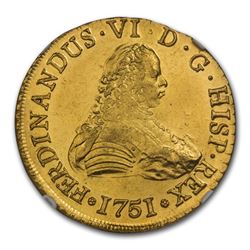 1751 Chile Gold 8 Escudos Ferdinand VI MS-63 NGC