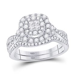 14kt White Gold Round Diamond Religious Cross Pendant 1/4 Cttw