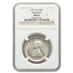 1921 Missouri Centennial Half Dollar 2*4 MS-63 NGC