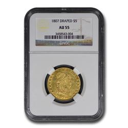 1807 $5 Draped Bust Gold Half Eagle AU-55 NGC