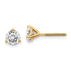 14k Yellow Gold 1ct Lab Grown Diamond 3-Prong Earring