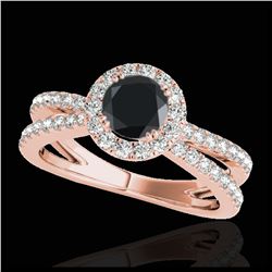1.07 ctw Fancy Black Diamond Art Deco Ring 18K Rose Gold
