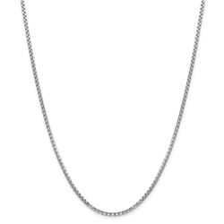 14k White Gold 2.45 mm Hollow Round Box Chain - 28 in.