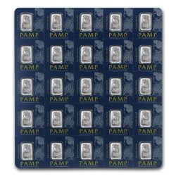 25x1 gram Platinum Bar PAMP Suisse Multigram+25 (In Assay)