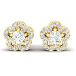 0.75 ctw VS/SI Diamond Earrings Halo 18K Yellow Gold