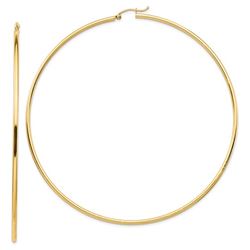 14k Yellow Gold Lightweight 2 mm Polished Hoop Earrings - 42 mm