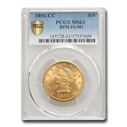 1891-CC $10 Liberty Gold Eagle MS-63 PCGS (RPM FS-501)