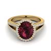 Image 1 : 3 ctw Ruby & VS/SI Diamond Halo Ring 18K Yellow Gold