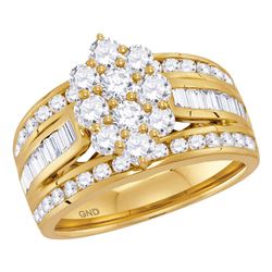 14kt Yellow Gold Round Diamond Bridal Wedding Engagement Ring Band Set 1-1/2 Cttw