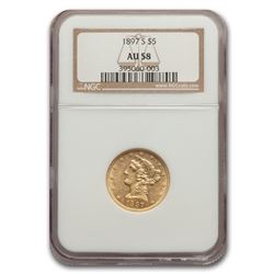 1897-S $5 Liberty Gold Half Eagle AU-58 NGC