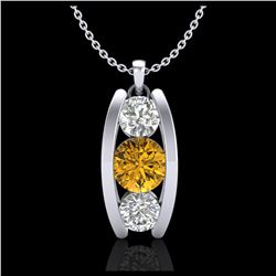 1.75 ctw Citrine & VS/SI Diamond Earrings 18K White Gold