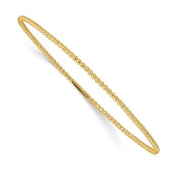 14k Yellow Gold Beaded Slip On Bangle