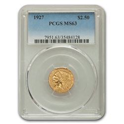 1927 $2.50 Indian Gold Quarter Eagle MS-63 PCGS