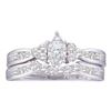 Image 1 : 14kt White Gold Pear Diamond Bridal Wedding Engagement Ring Band Set 1.00 Cttw
