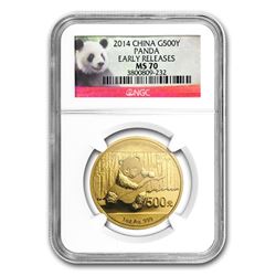 2014 China 1 oz Gold Panda MS-70 NGC (ER)