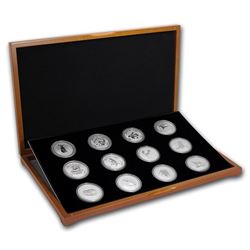 1999-2010 Australia 12-Coin 1 oz Ag Lunar Set BU (SI\, Wood Box)