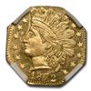 Image 1 : 1872 Indian Octagonal 25 Cent Gold MS-64 NGC (BG-791)