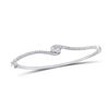 Image 1 : 14kt White Gold Round Diamond Solitaire Square Halo Pendant 1/4 Cttw