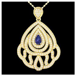 177 ctw London Blue Topaz & Diamond Necklace 14K Yellow Gold
