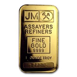 1 oz Gold Bar - Johnson Matthey (Plain Back)