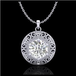 3 ctw Pink Sapphire & VS/SI Diamond Necklace 18K White Gold