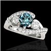 Image 1 : 2 ctw H-SI/I Diamond Solitaire Halo Ring 10K White Gold