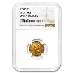 1860-S $3 Gold Princess VF Details (Mount Removed) NGC