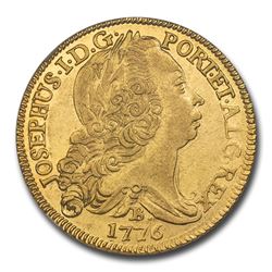 1776-B Brazil Gold 6400 Reis Jose I AU-58 NGC