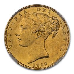 1869 Great Britain Gold Sovereign Victoria Shield MS-63 NGC