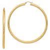 Image 1 : 14k Yellow Gold 4 mm Diamond-cut Hoop Earrings - 82.5 mm