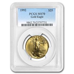 1992 1/2 oz Gold American Eagle MS-70 PCGS (Registry Set)